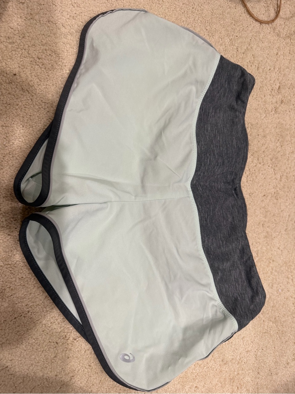 Asics Women's Every Sport Short Medium Mint Green and Charcoal Athletic Shorts